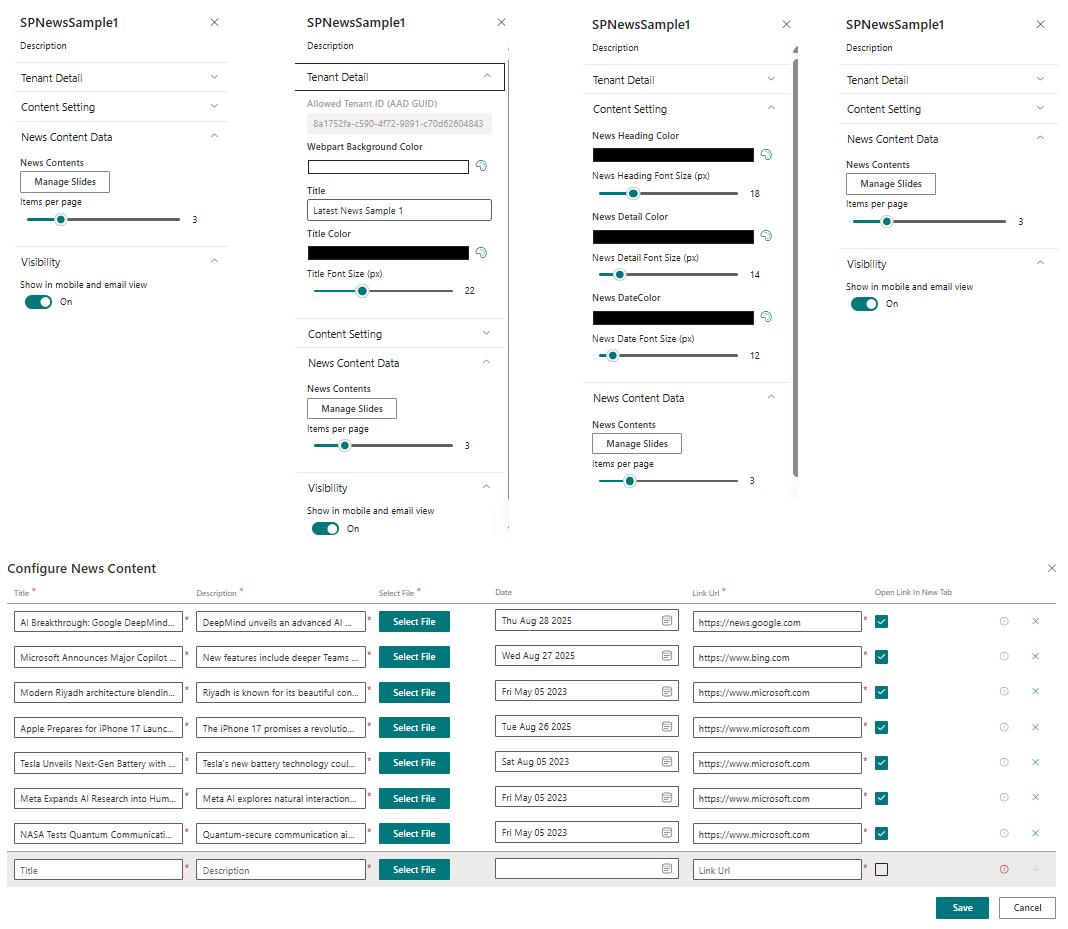 SharePoint News SPFX Webpart Configration